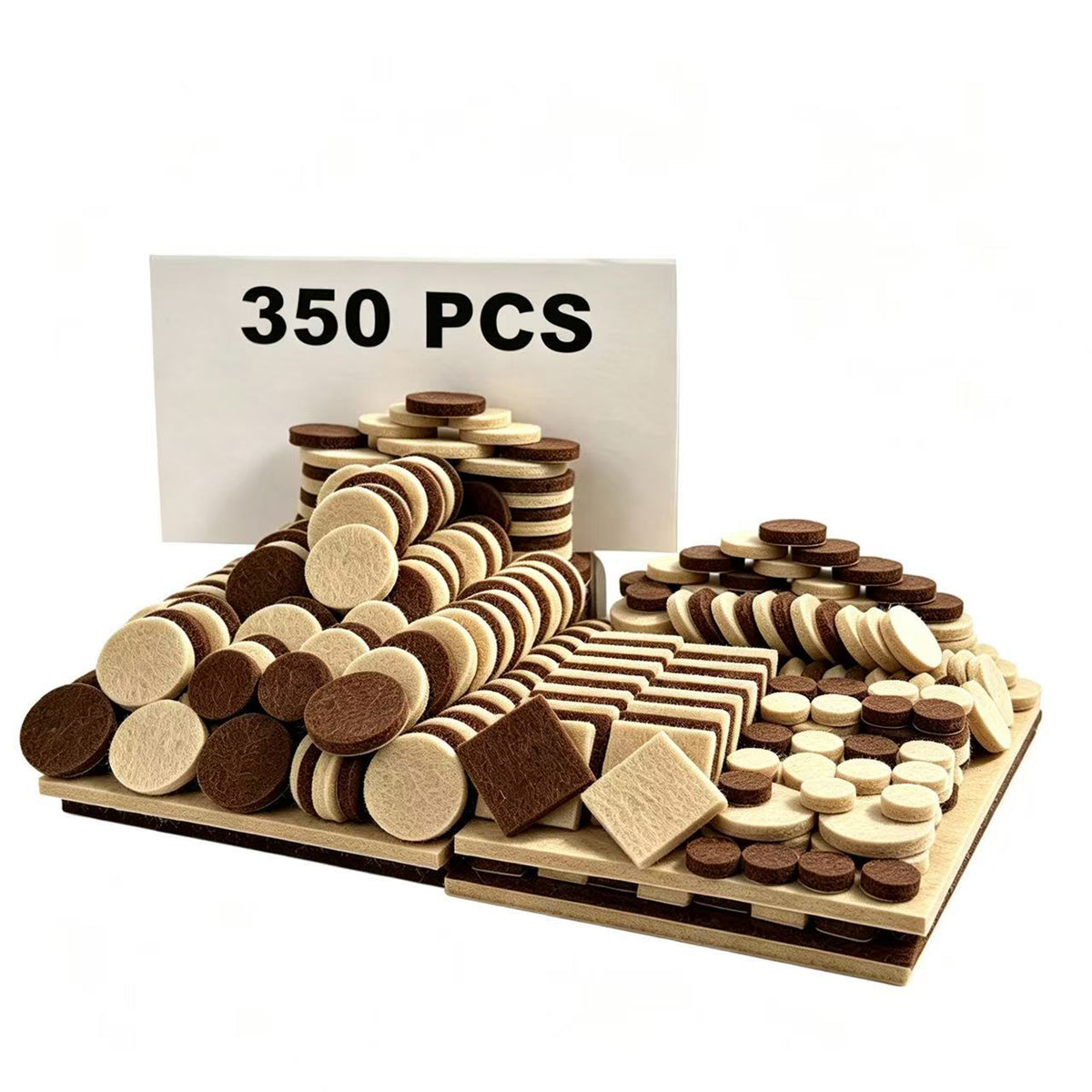 350PCS Beige & Brown Furniture Felt Pads, 4-5mm Thick Self Adhesive Floor Protectors for Chair Table Legs, Anti Scratch Noise Reducing Felt Feet Covers