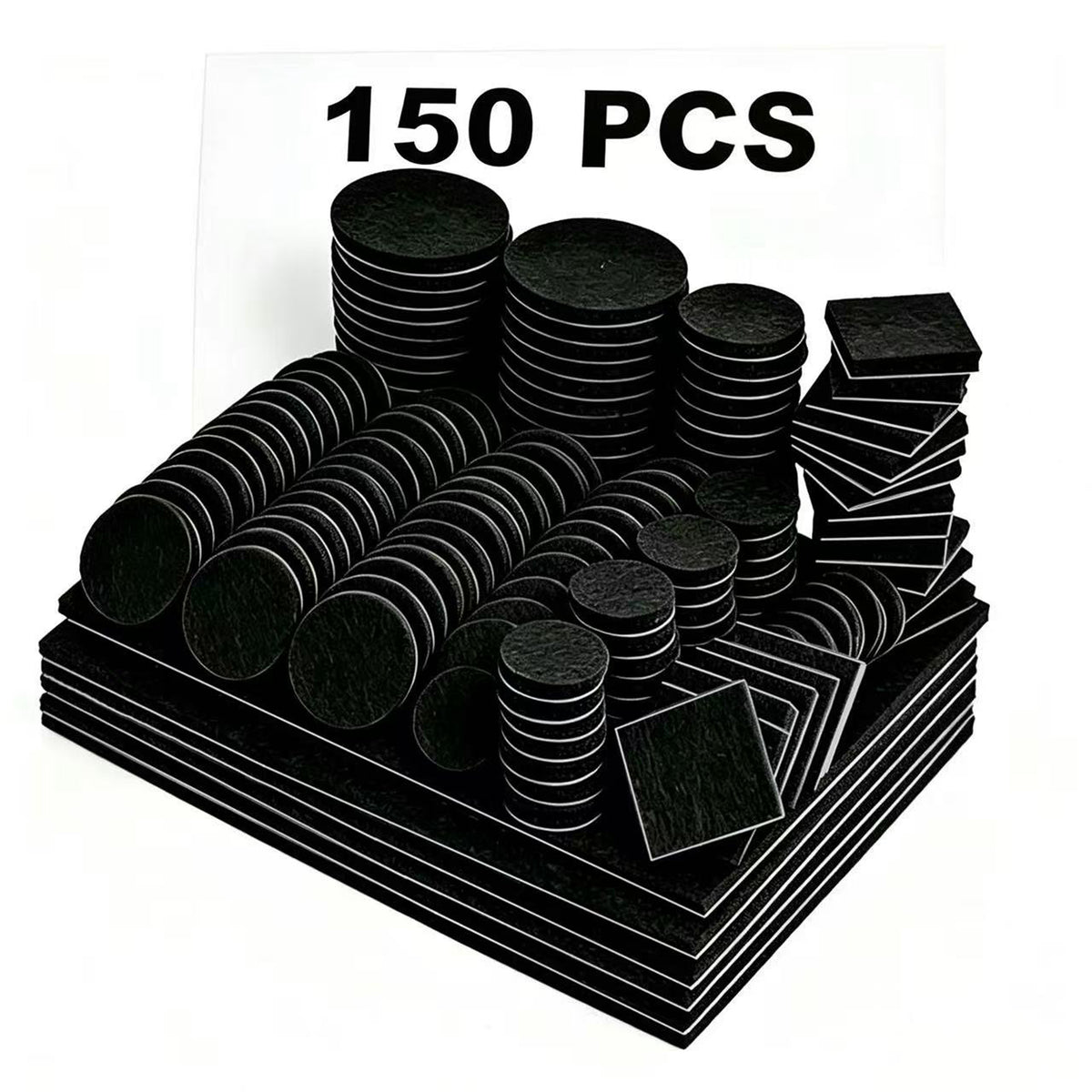 150PCS Black Furniture Felt Pads, 4.5mm Thick Self Adhesive Floor Protectors for Chair Table Legs, Anti Scratch Noise Reducing Felt Feet Covers