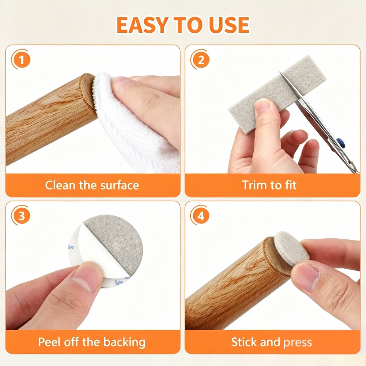 160PCS Beige & Brown Furniture Felt Pads, 4-5mm Thick Self Adhesive Floor Protectors for Chair Table Legs, Anti Scratch Noise Reducing Felt Feet Covers